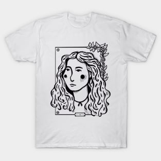 Curly Hair Girl Doodle T-Shirt